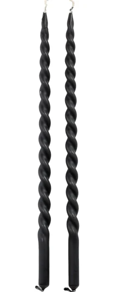 Rustik Lys dinerkaars Swirl zwart 4 uur 2 stuks