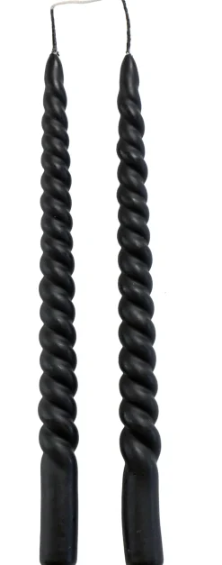 Rustik Lys dinerkaars Swirl zwart 8,5 uur 2 stuks
