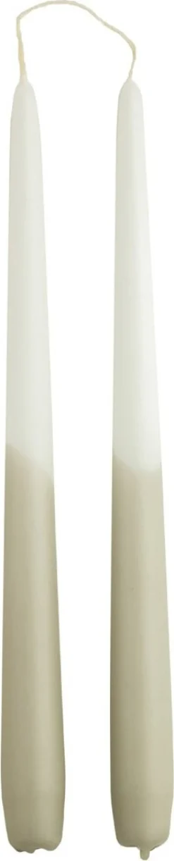 Rustik Lys dinerkaars Tweeling wit / groen 8 uur D 2,2 H 29 cm 2 stuks