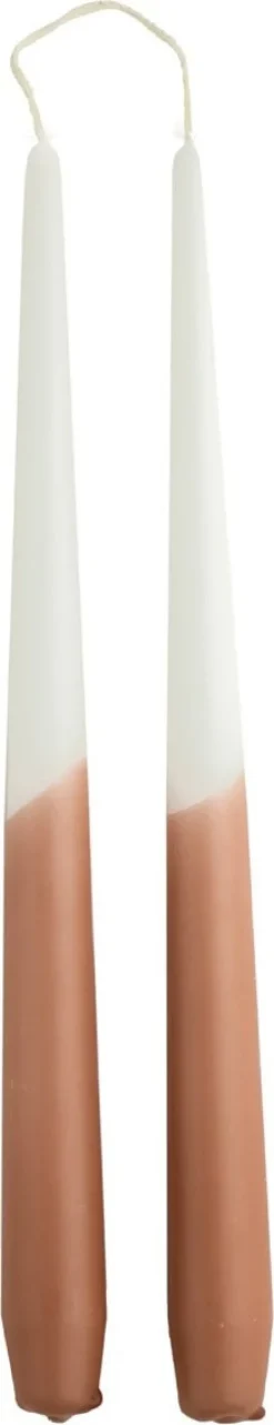 Rustik Lys dinerkaars Tweeling wit / bruin 8 uur D 2,2 H 29 cm 2 stuks