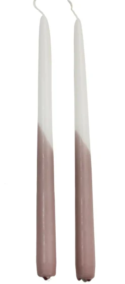 Rustik Lys dinerkaars Tweeling wit / paars 8 uur D 2,2 H 30 cm 2 stuks