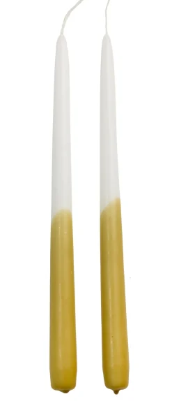 Rustik Lys dinerkaars Tweeling wit / goud 8 uur D 2,2 H 30 cm 2 stuks