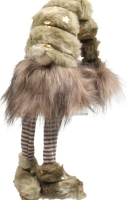 SID kerstfiguur Slaapmuts gnoom bruin / groen 10 x 12 x 42 cm