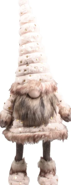 SID kerstfiguur Toby gnoom staand wit / beige 20 x 29 x 68 cm