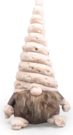 SID kerstfiguur Toby gnoom wit / beige 11 x 15 x 30 cm
