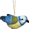 Sjaal met Verhaal kerst ornament Manu pimpelmeesje blauw / geel 7 x 4 x 10 cm