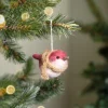 Sjaal met Verhaal kerst ornament vogeltje wit / rood 6 x 12 x 8 cm