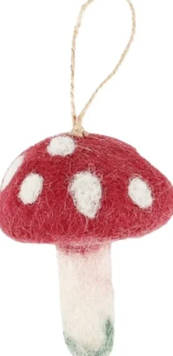 Sjaal met Verhaal kerst ornament Ginny paddenstoel paars / wit 7 x 5 x 8 cm