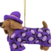 Sjaal met Verhaal kerst ornament Panter teckel paars 5 x 14 x 10 cm
