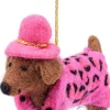 Sjaal met Verhaal kerst ornament Panter teckel roze 5 x 14 x 10 cm