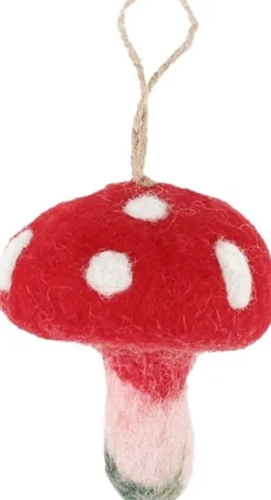 Sjaal met Verhaal kerst ornament Ginny paddenstoel rood / wit 7 x 5 x 8 cm