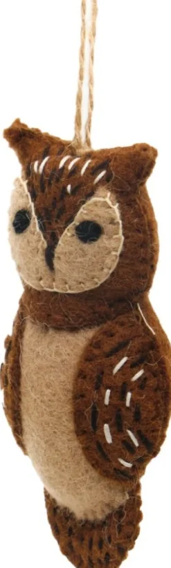 Sjaal met Verhaal kerst ornament Tula uil bruin 3 x 6 x 10 cm