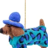 Sjaal met Verhaal kerst ornament Panter teckel turquoise 5 x 14 x 10 cm