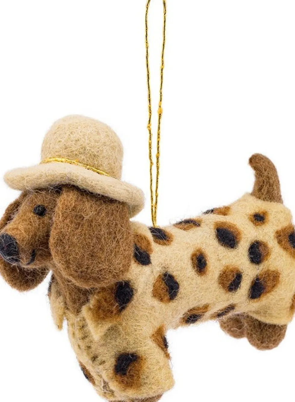 Sjaal met Verhaal kerst ornament Panter teckel beige 5 x 14 x 10 cm