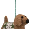 Sjaal met Verhaal kerst ornament Cane teckel bruin / groen 3 x 12 x 7 cm