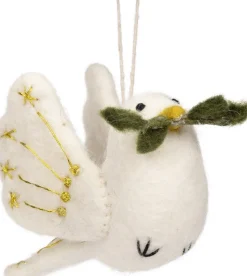 Sjaal met Verhaal kerst ornament vredesduif wit 12 x 5 x 9 cm