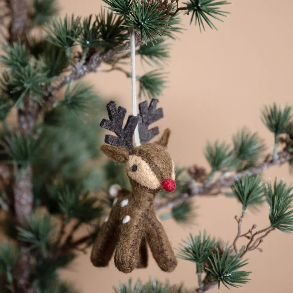 Sjaal met Verhaal kerst ornament Gari rendier chocolade bruin 4 x 7 x 12 cm