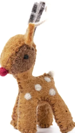 Sjaal met Verhaal kerst ornament Gari rendier gember bruin 4 x 7 x 12 cm