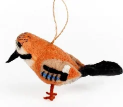 Sjaal met Verhaal kerst ornament Manu vlaamse gaai bruin / zwart 6 x 13 x 8 cm