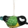 Sjaal met Verhaal kerst ornament Manu koolmeesje groen / zwart 7 x 4 x 10 cm