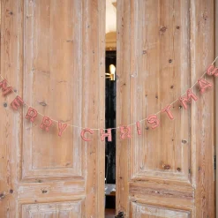 Sjaal met Verhaal kerstslinger merry christmas roze 20 x 30 x 5 cm