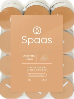 Spaas geurkaars Essential collection Delightful Dawn oranje 4,5 uur D 3,9 H 1,6 cm 24 stuks