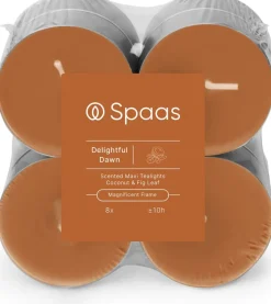 Spaas geurkaars Essential collection Delightful Dawn oranje 10 uur D 6 H 2,1 cm 8 stuks
