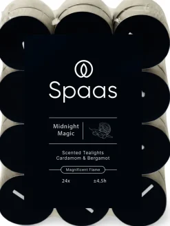 Spaas geurkaars Essential collection Midnight Magic blauw 4,5 uur D 3,5 H 1,6 cm 24 stuks