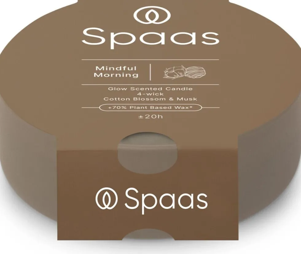 Spaas geurkaars Essential collection Mindful Morning taupe 20 uur D 13 H 4,5 cm