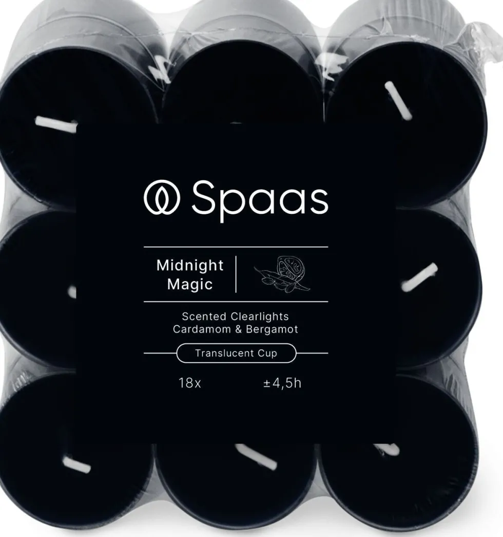 Spaas geurkaars Essential collection Midnight Magic blauw 4,5 uur D 3,5 H 1,6 cm 18 stuks