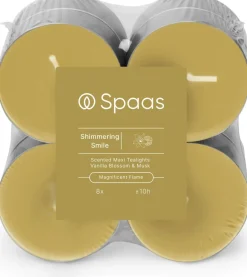Spaas geurkaars Essential collection Shimmering Smile beige 10 uur D 6 H 2,1 cm 8 stuks