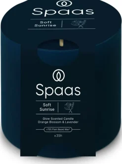 Spaas geurkaars Essential collection Soft Sunrise blauw 35 uur D 7 H 7 cm