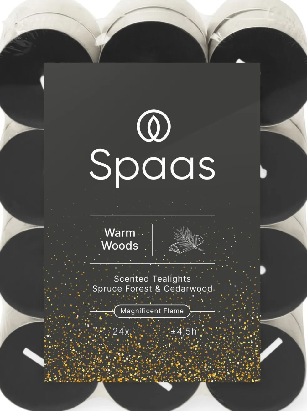 Spaas geurkaars Winter collection Warm Woods bruin 4,5 uur D 3,9 H 1,6 cm 24 stuks