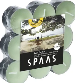 Spaas waxinelichten Canny asian garden groen 4,5 uur 18 stuks D 11,8 H 3,2 cm