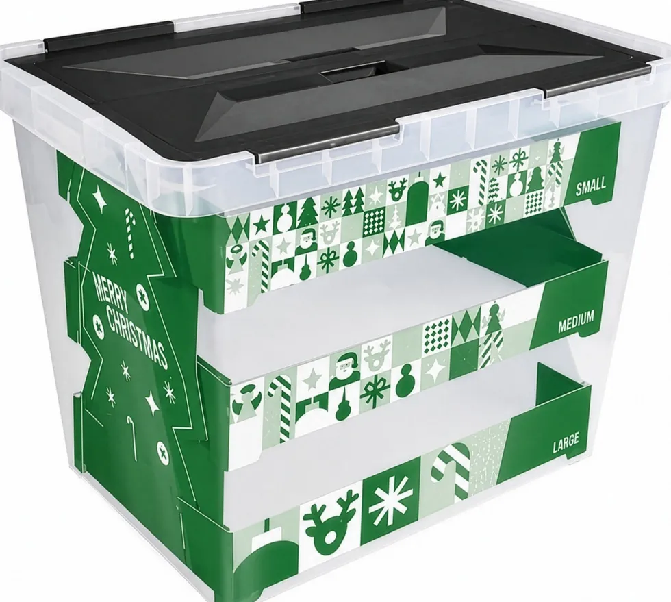 Sunware kerstballen opbergbox voor 43 kerstballen Onyx groen 49,4 x 32,3 x 36,3 cm