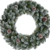 Triumph Tree kerstkrans Empress Spruce besneeuwd dennenappel met 128 lampjes warm wit D 120 H 20 cm