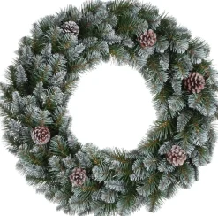 Triumph Tree kerstkrans Empress Spruce besneeuwd dennenappel met 128 lampjes warm wit D 120 H 20 cm