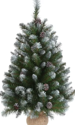 Triumph Tree mini kunstkerstboom Empress Spruce besneeuwd met versiering op jute voet D 71 H 90 cm