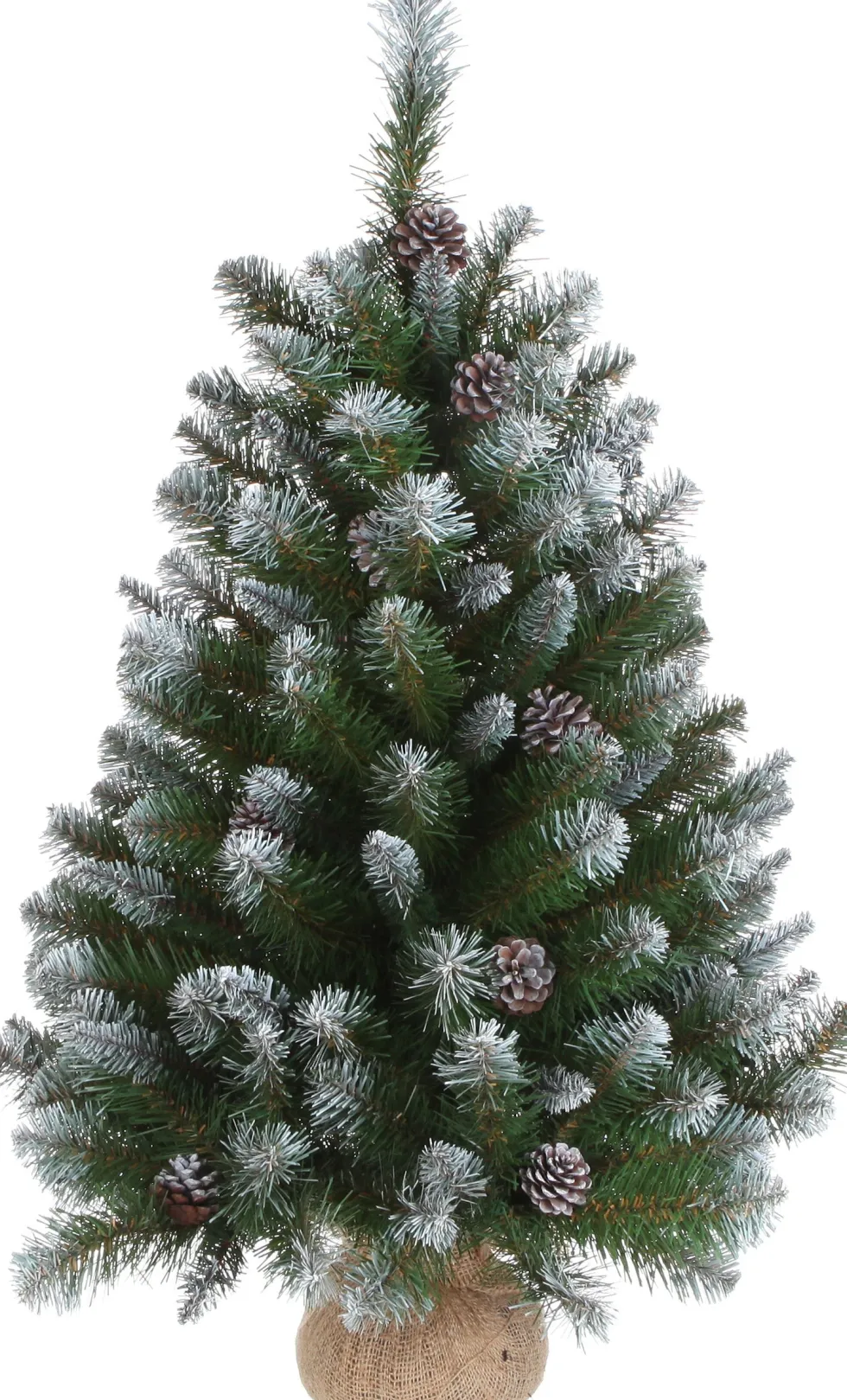 Triumph Tree mini kunstkerstboom Empress Spruce besneeuwd met versiering op jute voet D 46 H 60 cm