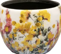 TS bloempot Floral wit D 9 H 7 cm