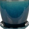 TS bloempot met schotel Rico blauw D 22 H 20 cm