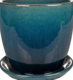 TS bloempot met schotel Rico blauw D 22 H 20 cm