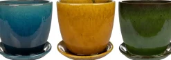 TS bloempot met schotel Rico groen D 22 H 20 cm