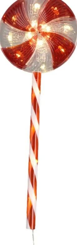 Tuinsteker lolly rood / wit 12,5 x 11 x 62 cm 3 stuks