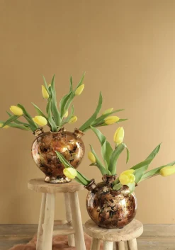 Tulpenvaas Tulip koper / goud 13 x 13 x 11 cm