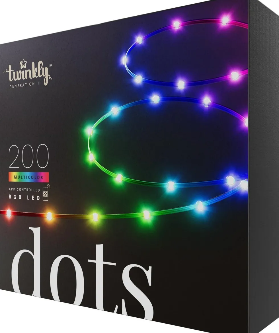Twinkly miniverlichting Dots appgestuurd zwart met 200 lampjes gekleurd 10 m