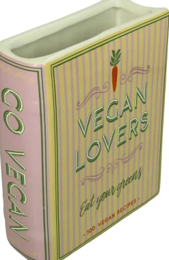 Vaas Boek Vegan Lovers geel / roze 14,4 x 5,5 x 18,2 cm