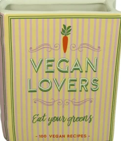 Vaas Boek Vegan Lovers geel / roze 14,4 x 5,5 x 18,2 cm
