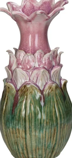 Vaas Fae groen / roze D 16 H 34,5 cm