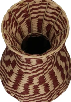Vaas rood / beige D 26 H 41 cm